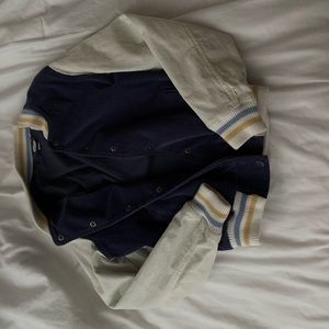 Arie Cream and blue Varsity jacket XS lightly used in perfect condition